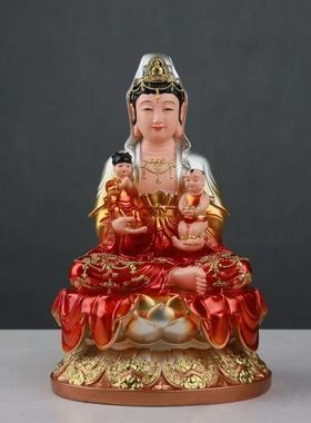 新款树脂双子观音送子观音娘娘神像家用供奉注生娘娘彩绘树脂摆件
