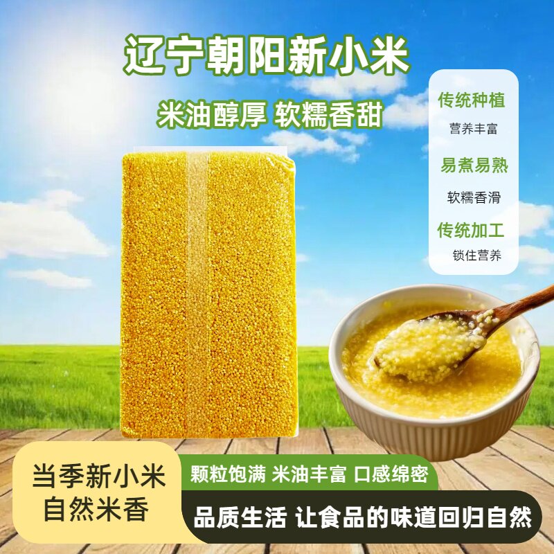 辽宁朝阳新小米当季农家黄小米香糯易煮米油厚1斤装老少皆宜