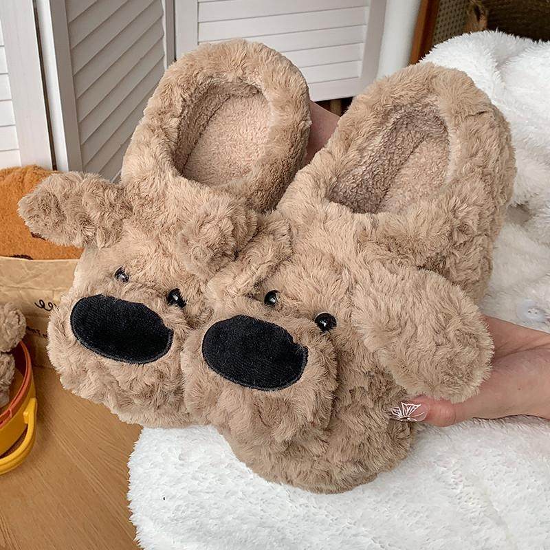 。踩屎感可爱憨憨大鼻狗棉拖鞋男女情侣冬外穿防滑室内保暖棉鞋秋