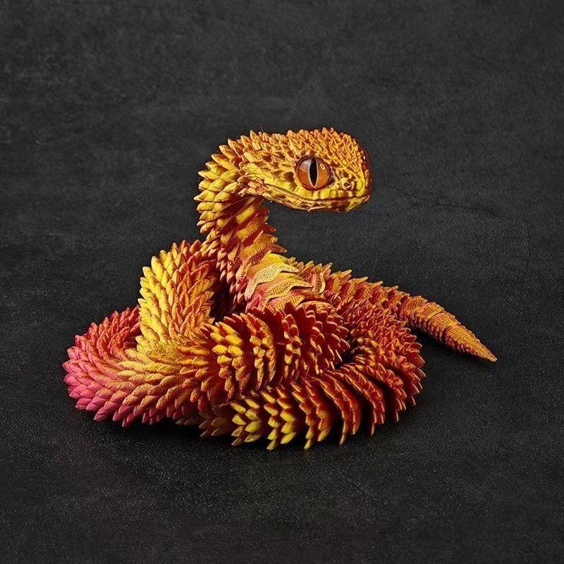 。3d打印新款蝰蛇全身关节可动仿真动物模型儿童礼物摆件小青龙白