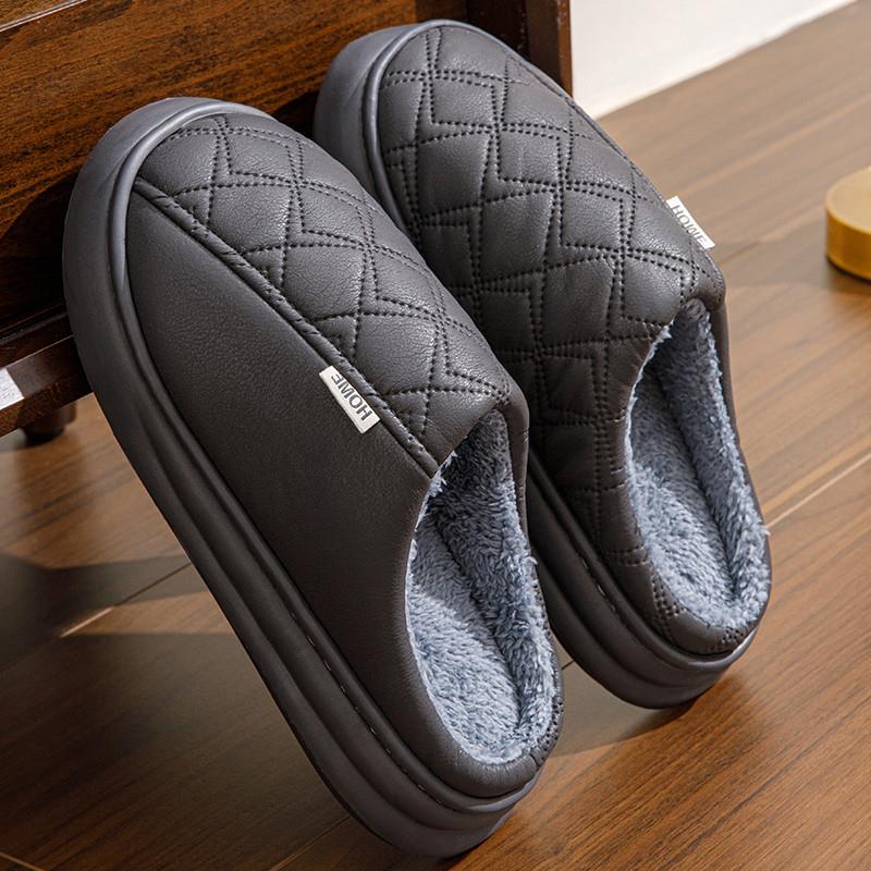 。2024棉拖鞋男士冬季加大码居家用室内防滑厚底女毛毛保暖拖鞋情