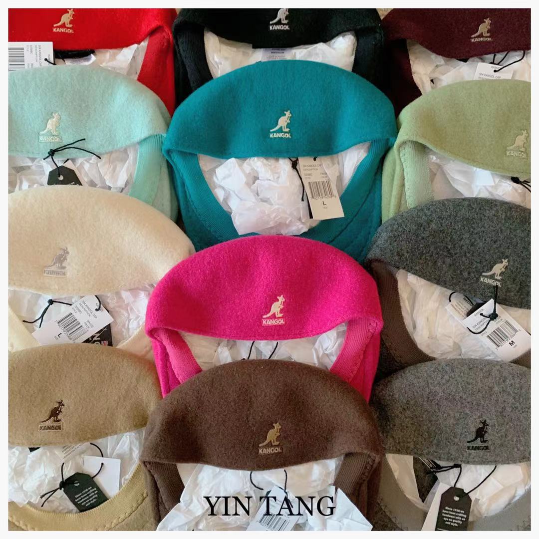 现货 kangol 504羊毛wool袋鼠刺绣logo贝雷帽鸭舌帽王嘉尔同款