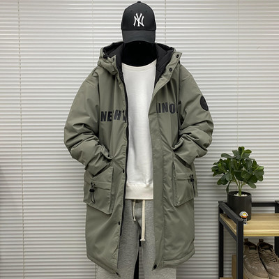 中长款硬壳派克羽绒服男士