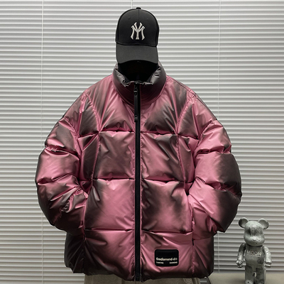 潮牌高科技温感变色短款羽绒服男冬季加厚高充绒量90白鸭绒面包服