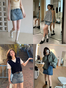 26年春款【JIAJIATMMT木里】经典复古高腰短裙显瘦a字牛仔裙 5600