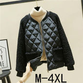 棉服大码 冬季 开衫 韩版 宽松仿羊羔毛加厚保暖棉衣小棉袄外套女 新款