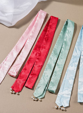 绸缎古风发带 红绳粉绳宋制头饰飘带 宋代汉服发饰