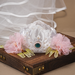 《花柳》宋制发冠头饰 汉服配饰发饰3d打印仙气莲花发冠