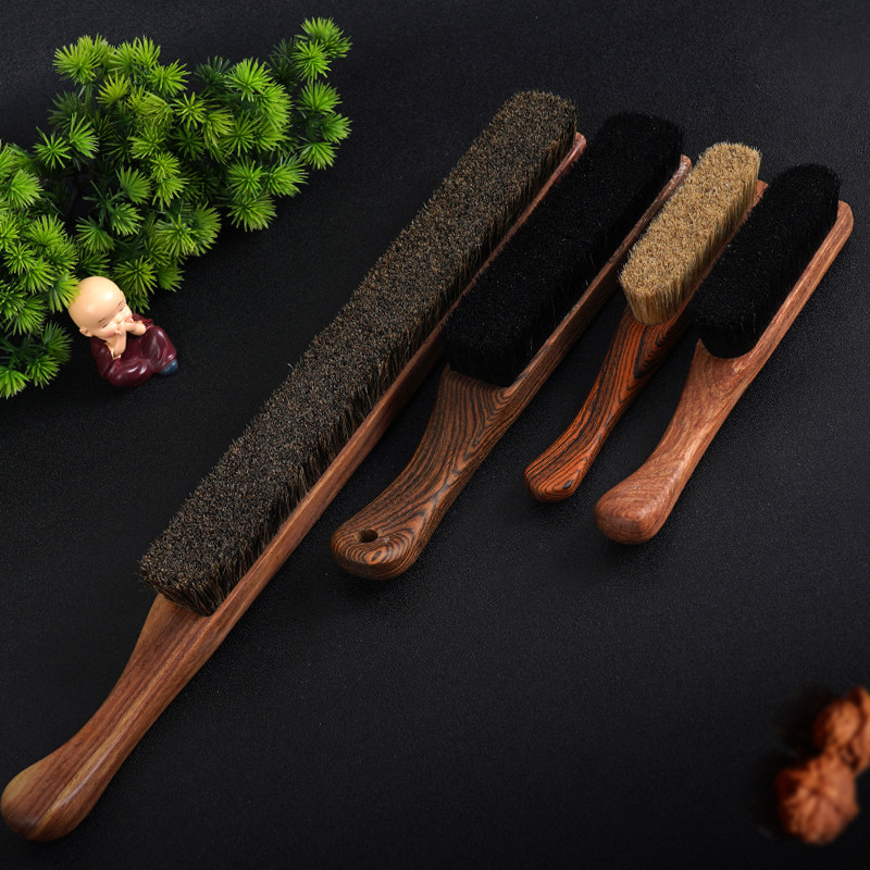 猪鬃毛文玩刷子软硬大号加长专用高级刷子木柄核桃金刚橄榄核保养