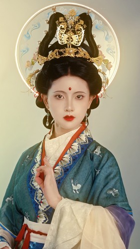 古风打印树脂敦煌飞天观音束发