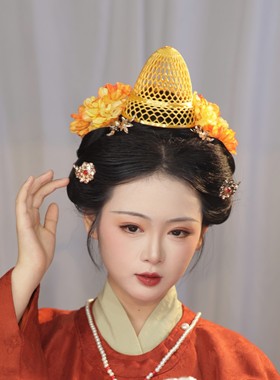 良造坊新款古风明制汉服狄髻凤冠汉服婚礼妆造复原冠头面金网配饰