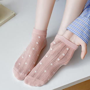 袜子女春夏短筒棉袜透气防臭吸汗网袜夏季 女生卡通短袜ins潮 薄款