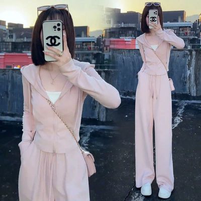 小个子穿搭运动休闲套装女秋季2025新款爆款连帽卫衣阔腿裤两件套