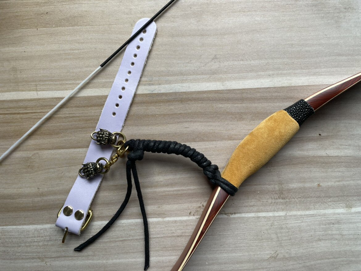 传统弓护弓绳失手绳绑弓绳牛皮腕带弓箭射箭防掉落保护绳防丢绳_虎窝淘