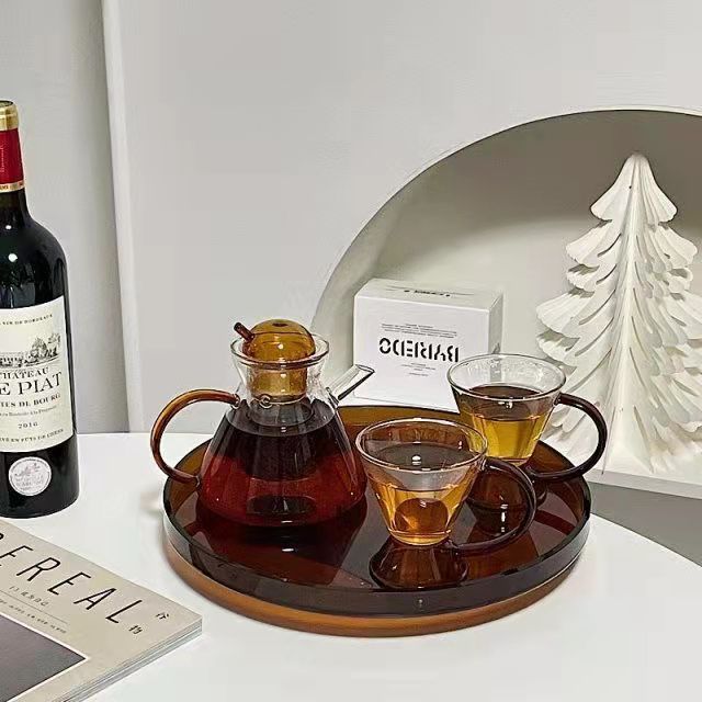 耐热泡茶壶玻璃茶壶功夫茶杯花草杯奶茶杯下午茶套装酸奶杯耐高温