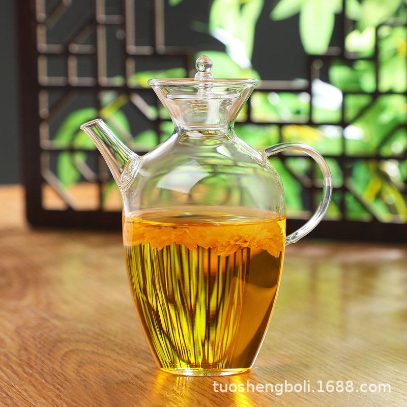 仿宋茶壶慕宋水注执壶中国樽杯子耐热高硼硅绿茶玻璃杯泡花茶壶