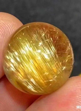 天然金发晶散珠收藏级发晶圆珠钛晶顺发圆珠手链diy多宝手串配珠