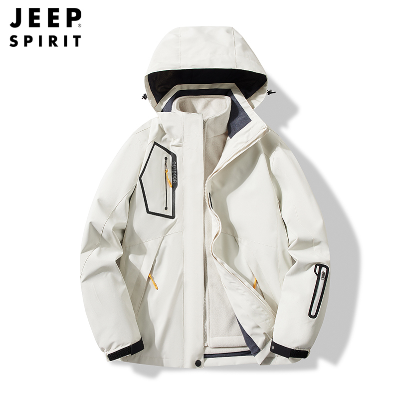 JEEP吉普新品情侣款秋冬季户外冲锋衣男女三合一可拆卸内胆登山服