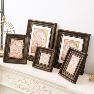 复古美式 画框5寸6寸7寸8寸10寸A4洗照片做成相框摆台创意挂墙 欧式