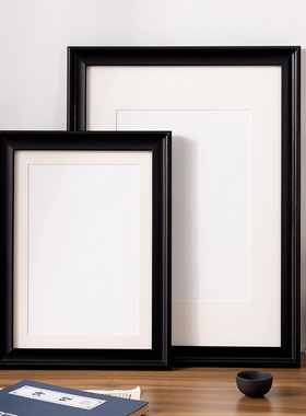 实木黑色相框挂墙A3a4书法木质复古画框空框装裱油画边框定制摆台