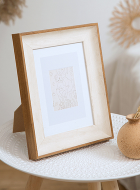 胡桃色相框摆台创意美式复古摆件6寸7寸10寸挂墙相架客厅装饰画框