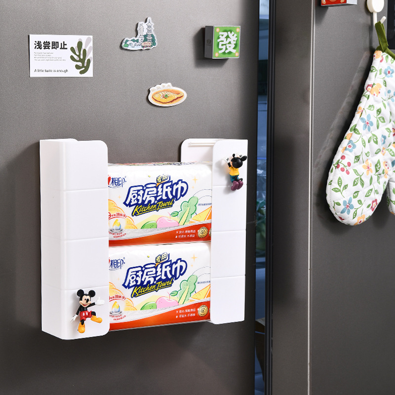 磁吸纸巾盒家用多功能冰箱侧面湿巾调料罐收纳盒免打孔分体抽纸盒