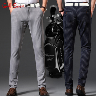 高尔夫球裤男士春夏季弹力商务休闲长裤子修身直筒条纹裤 宽松裤