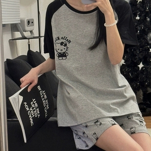 HelloKitty睡衣女款 短袖 可爱卡通外穿夏季 家居服套装