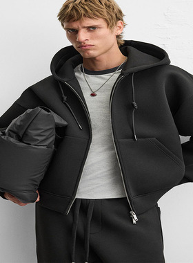 2025春季新款男装重磅科技面料宽松连帽拉链卫衣外套套装1437410