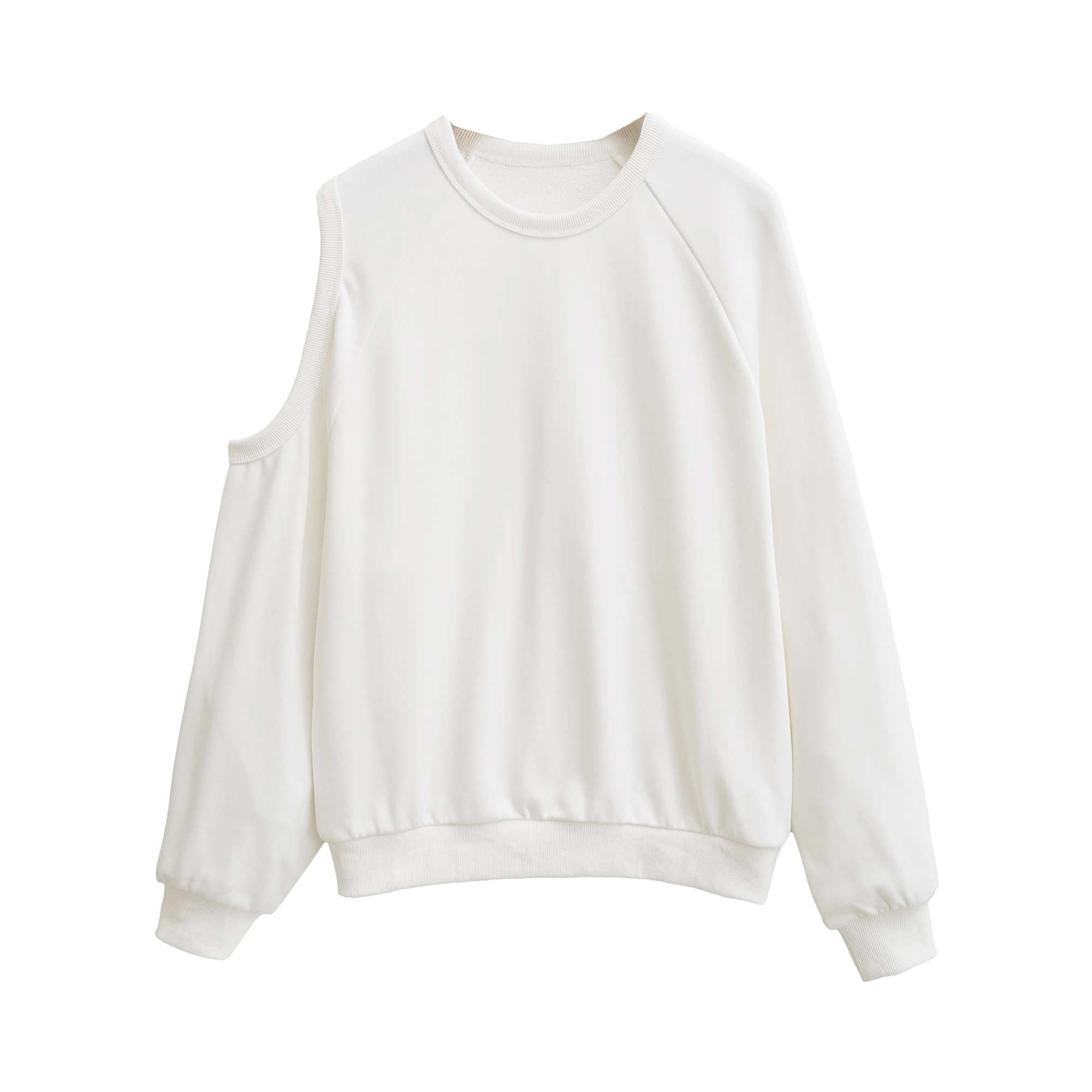 设计感露肩宽松显瘦圆领卫衣女