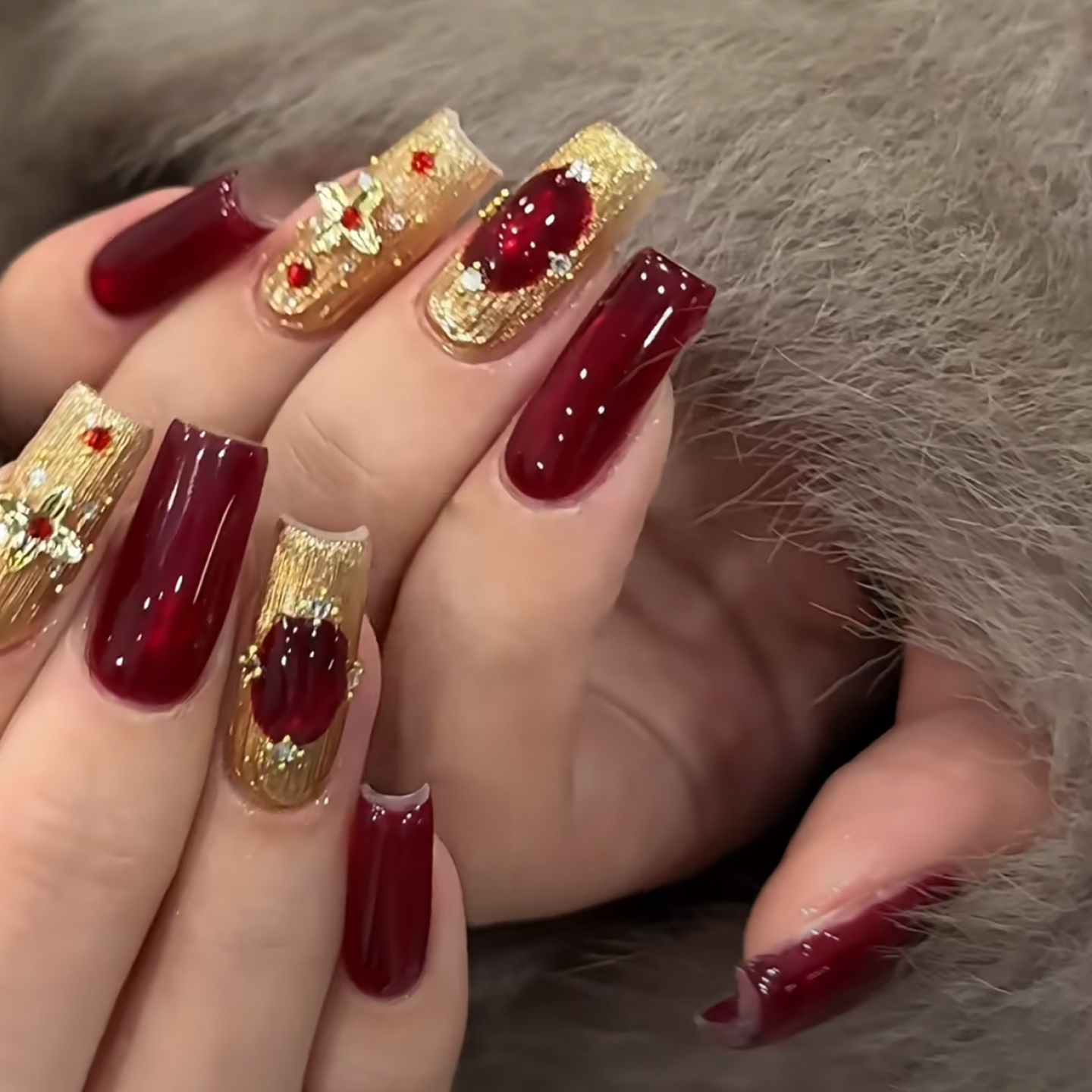 千金穿戴美甲短梯水钻可拆卸假甲