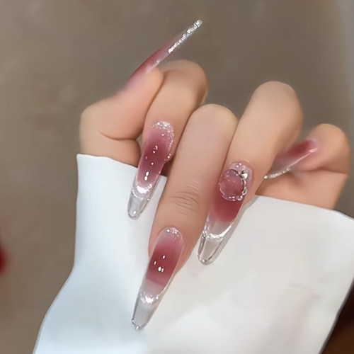 橘指大方穿戴美甲长款手工猫眼