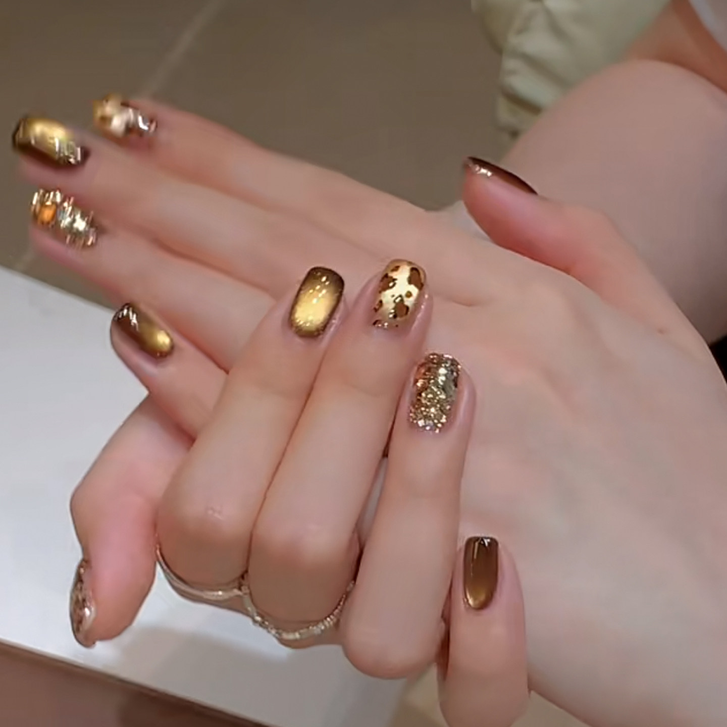 秋冬亮片鎏金豹纹猫眼手工穿戴美甲短款可拆卸假指甲贴片婚甲成品,彩妆/香水/美妆工具,穿戴甲/甲片,淘宝优惠券,粉丝福利购,淘宝优惠卷