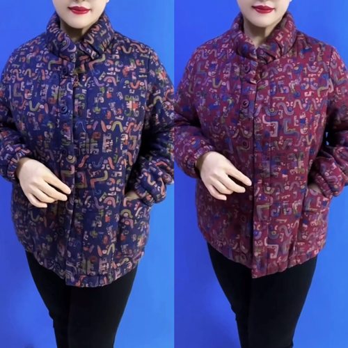 妈妈装秋冬装加厚棉袄中老年女装奶奶花色棉衣外套立领棉服上衣潮