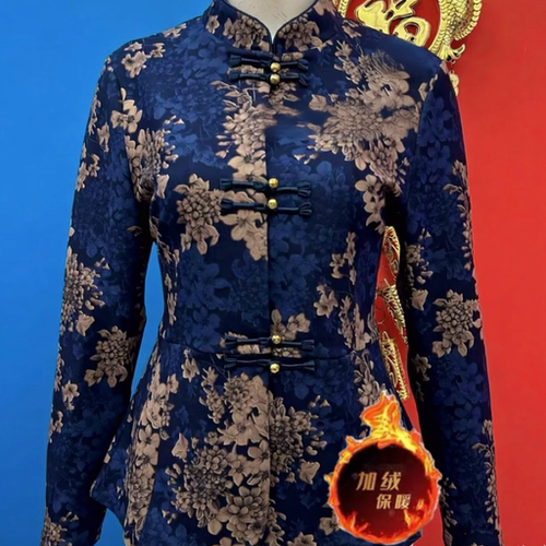 秋冬本命年红加绒保暖立领妈妈衫