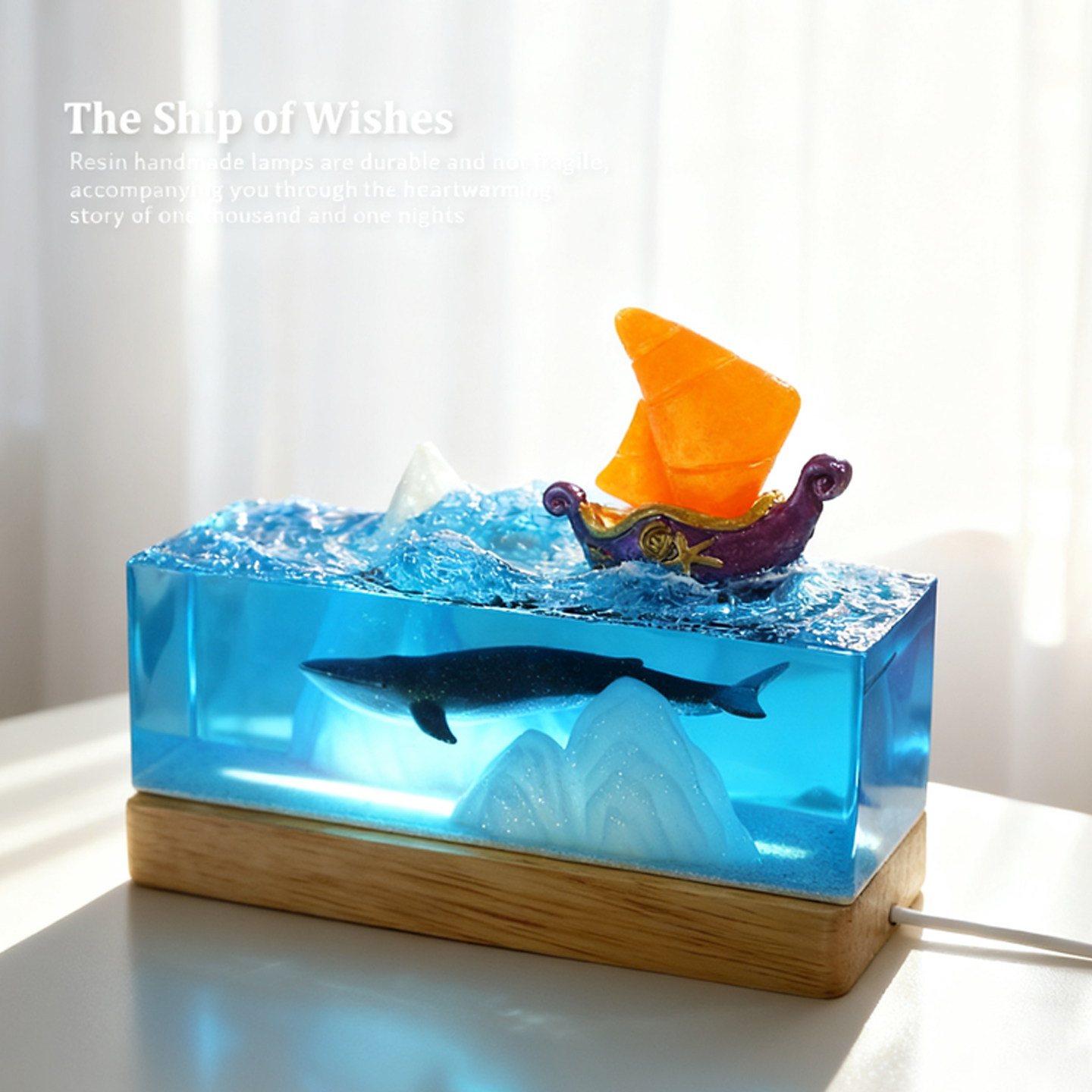 治愈系海洋帆船鲸鱼USB小夜灯