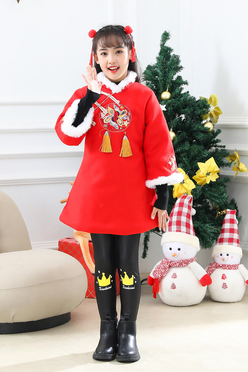 汉服女童冬款儿童公主裙冬天唐装冬季拜年服连衣裙秋冬宝宝冬裙子