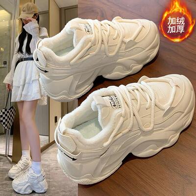 2024冬季加绒老爹鞋新款韩版ins女学生增高运动保暖休闲FB3306-2