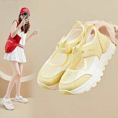 韩版新款魔术贴老爹鞋女2025夏季学生运动休闲网面透气增高ZYK03