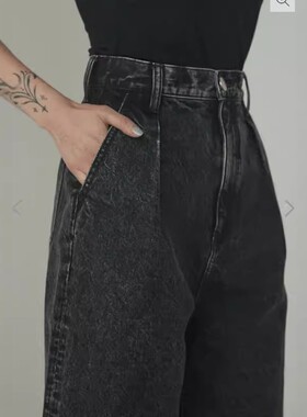 BLKBY 日系宽松喇叭裤牛仔裤半裤休闲水洗复古短裤