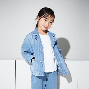 COMME日单纯原水洗牛仔夹克短外套男女童亲肤丝绵舒适弹力好穿