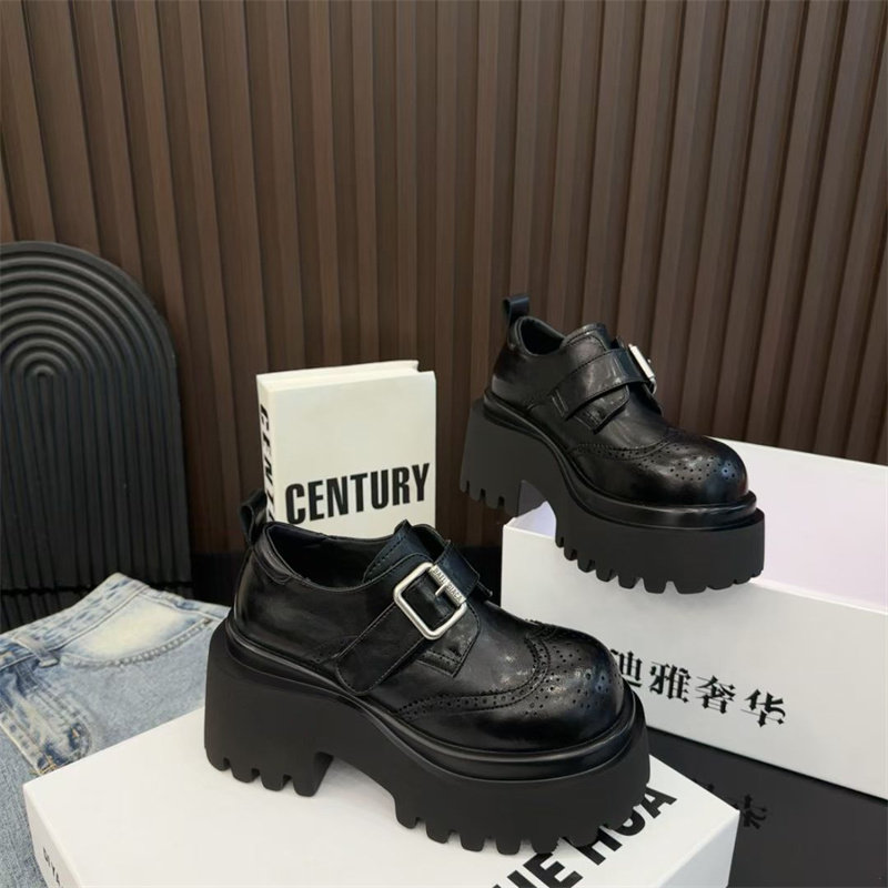 2026新款英伦风黑色厚底松糕鞋女搭扣小个子增高百搭休闲鞋女,女鞋,松糕（摇摇）鞋,淘宝优惠券,粉丝福利购,淘宝优惠卷