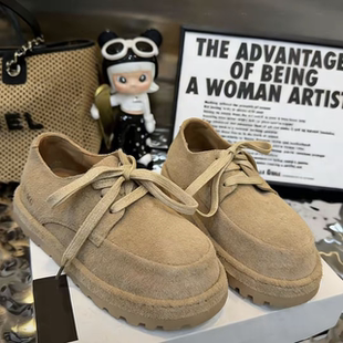 2026早春新款韩版系带勃肯鞋女厚底磨砂皮百搭休闲不加绒单鞋女