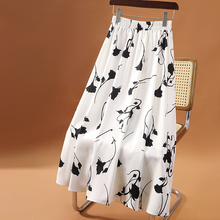 白色碎花裙女2025夏季遮跨a字裙时尚减龄气质百搭雪纺印花半身裙