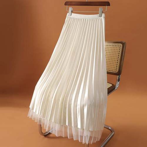 两面穿丝绒百褶裙中长a字半身裙