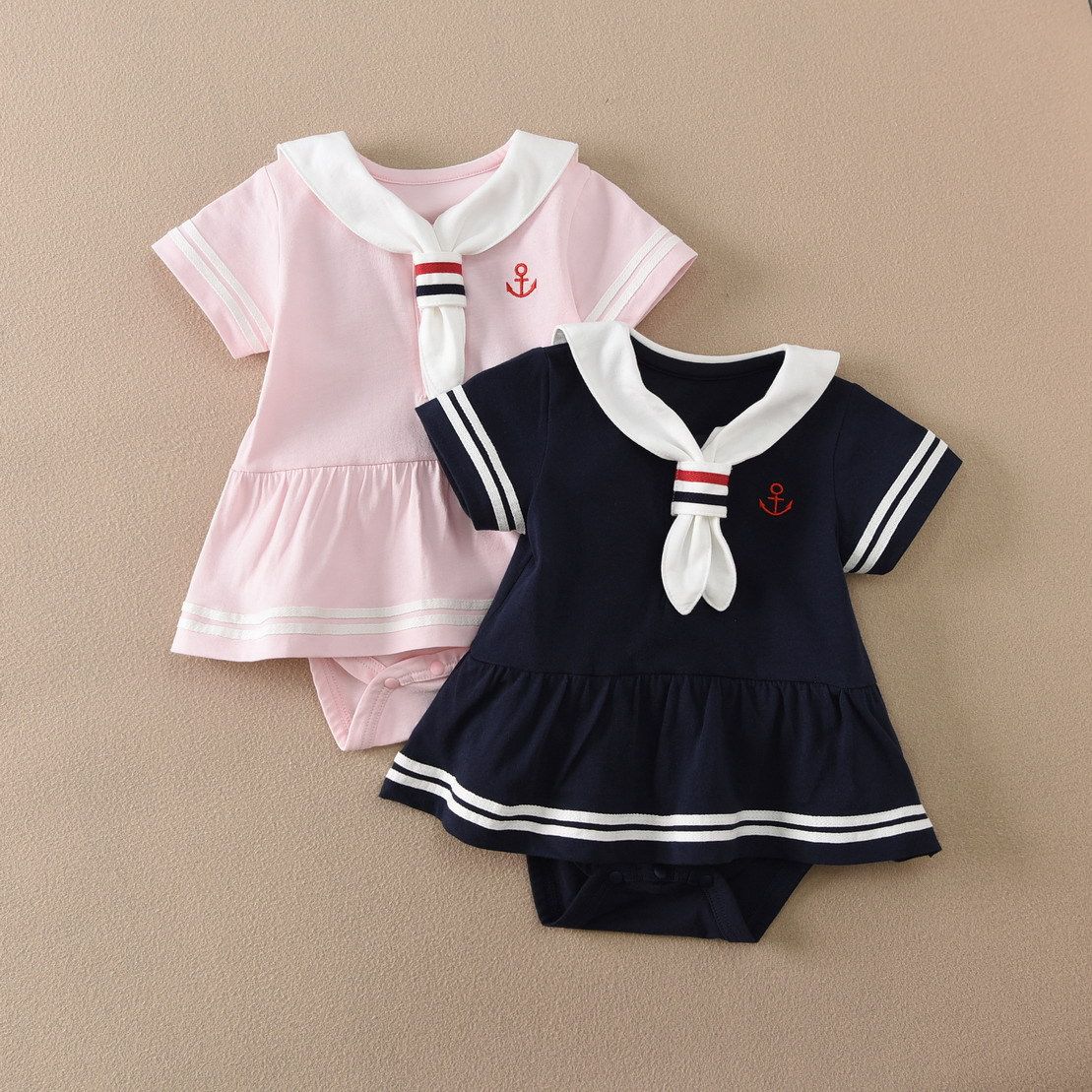 夏季连体衣裙帆领日系水手服可爱新制服包屁衣爬服学院风