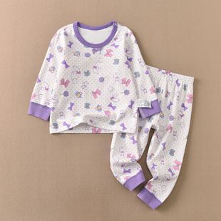 松优西松屋出口日本家居服套装磨毛舒绒儿童印花睡衣长袖纯棉保暖
