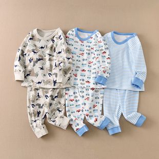 磨毛舒绒松优西松屋出口日本家居服套装秋衣保暖儿童男孩睡衣长袖