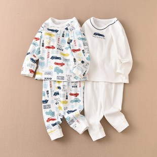 儿童男孩磨毛睡衣长袖纯棉保暖秋裤松优西松屋出口磨毛家居服套装