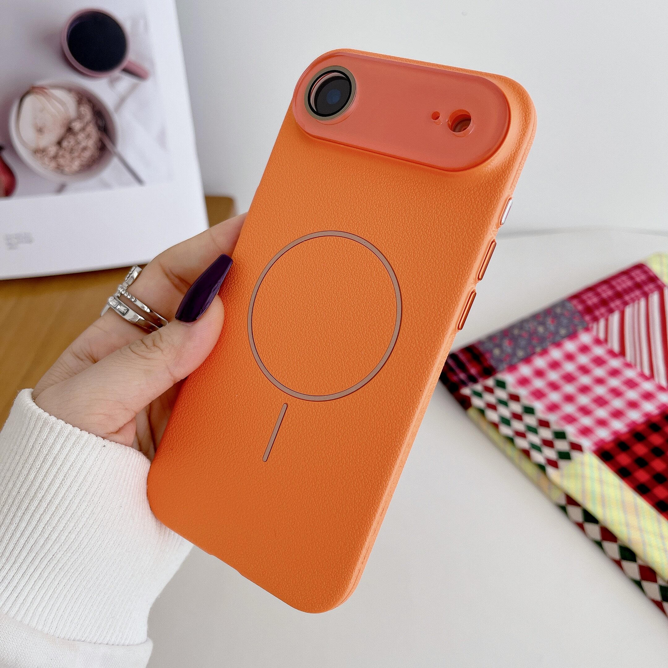 自带镜头膜适用于iPhone17Air手机壳荔枝纹苹果17promax磁吸充电高级感磨砂16Pro情侣时尚15/14防摔轻薄13/12